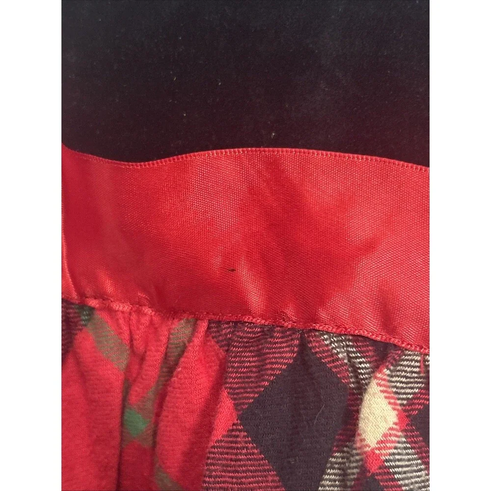 Hanna Andersson Girls Holiday Dress 120 US 6 Red Black Plaid Short Sleeve Cotton - Picture 3 of 4